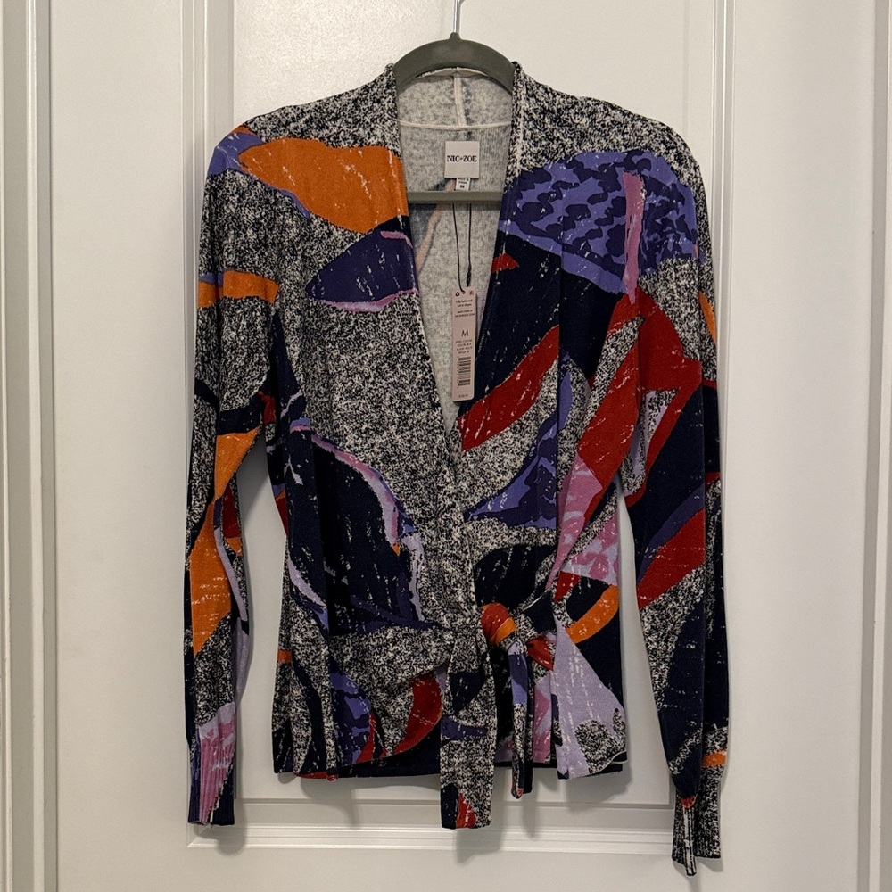 NIC+ZOE Falling Petals Printed Wrap Sweater